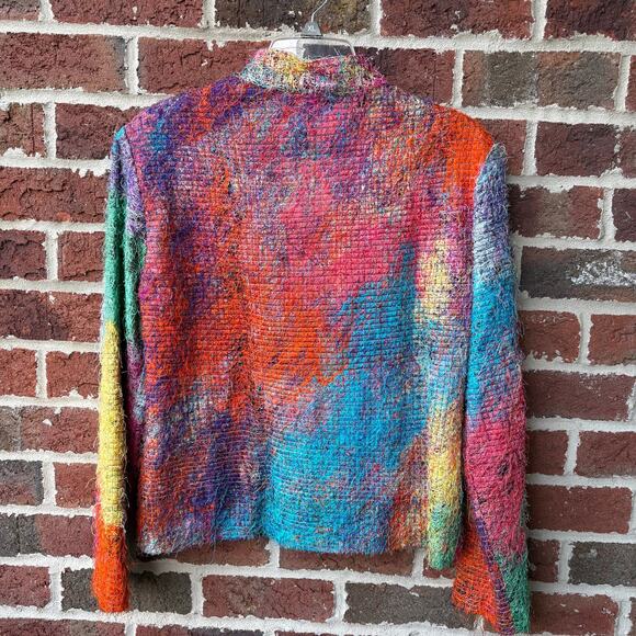 Vintage Florissant NY Fuzzy Artsy Multicolor Jacket Maximalist Small - Picture 2 of 5